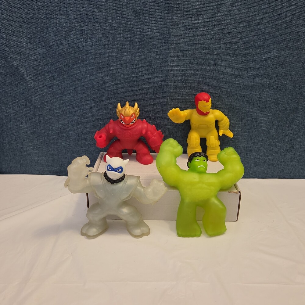 Goo Jit Zu Heroes Marvel Set of 4 Hulk Iron Man Pantaro Blazagon Squishy Toy